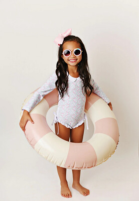 French Rose One-Piece Peter Pan Collared Swimmy