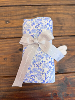 Blue Calico Floral Swaddle Blanket