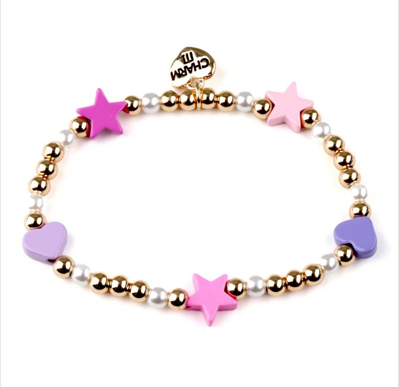 Charm It! Gold Heart &amp; Star Bead Bracelet