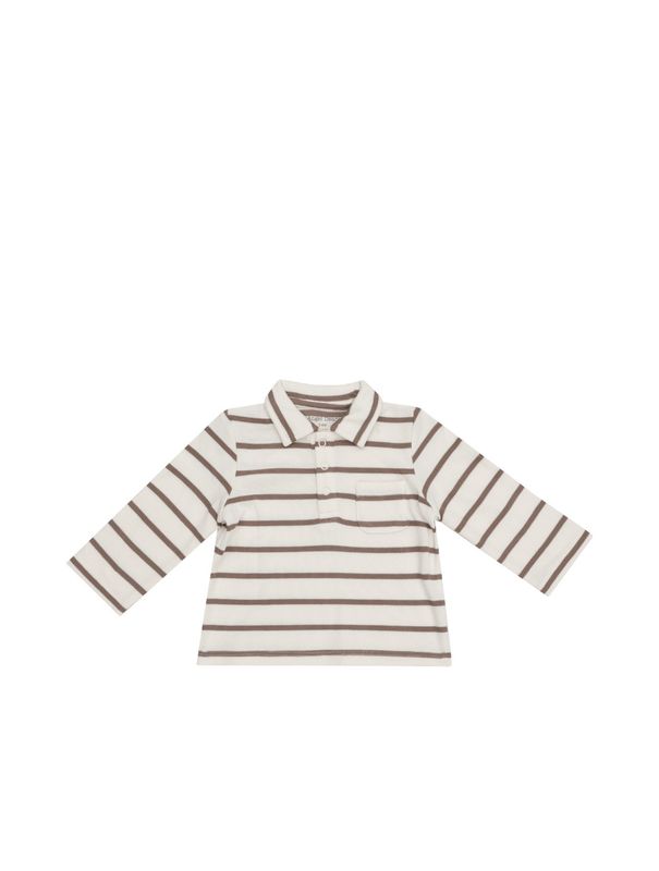 Ribbed Brown Stripe- Polo L/S Shirt