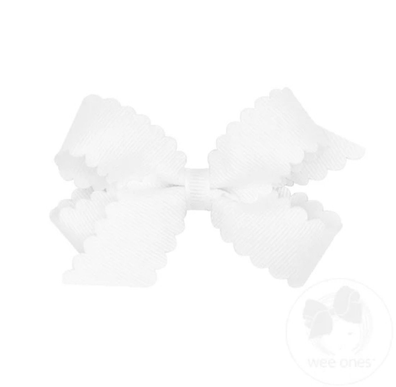 Wee Ones Mini Scallop Edge Hairbow, name: White