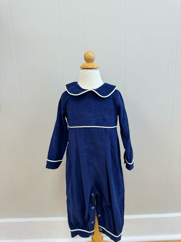 Navy Corduroy Boys Romper