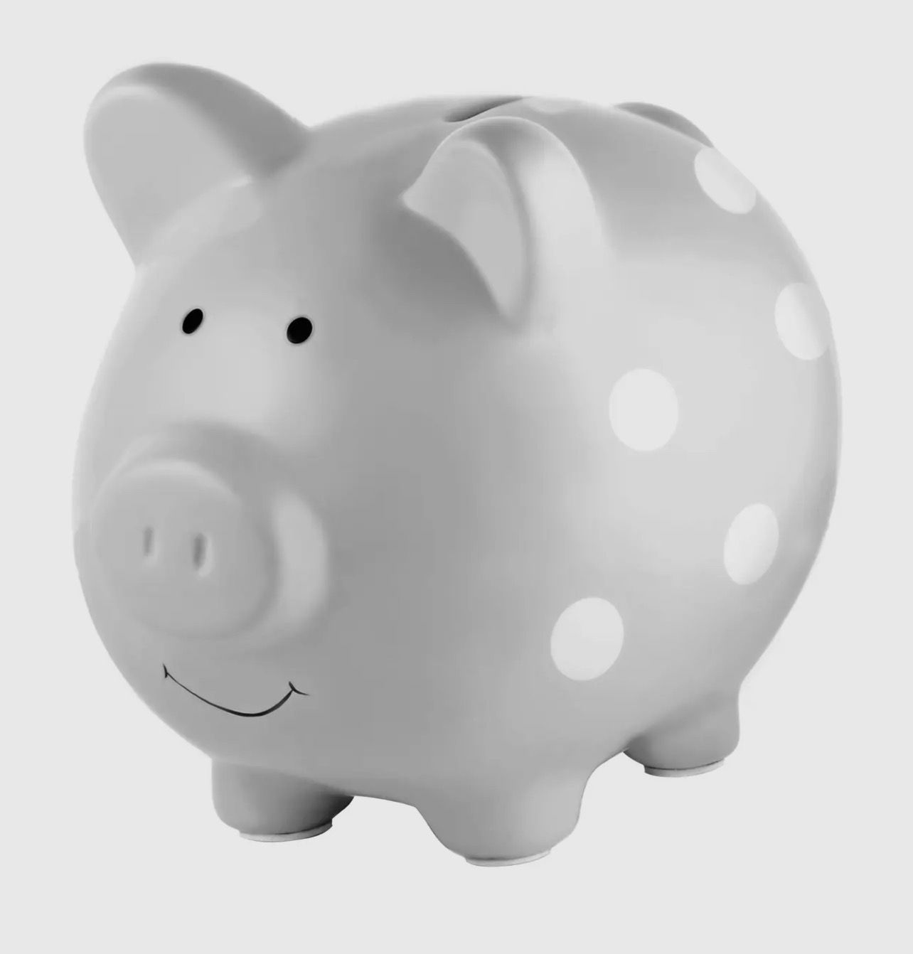 Polka Dot Piggy Bank- Gray