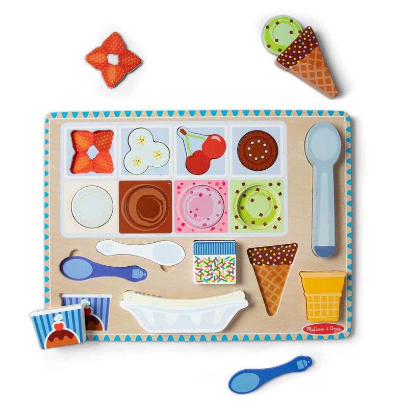 Wooden Magnetic Ice Cream Puzzle &amp; Play Set - 16 Pieces