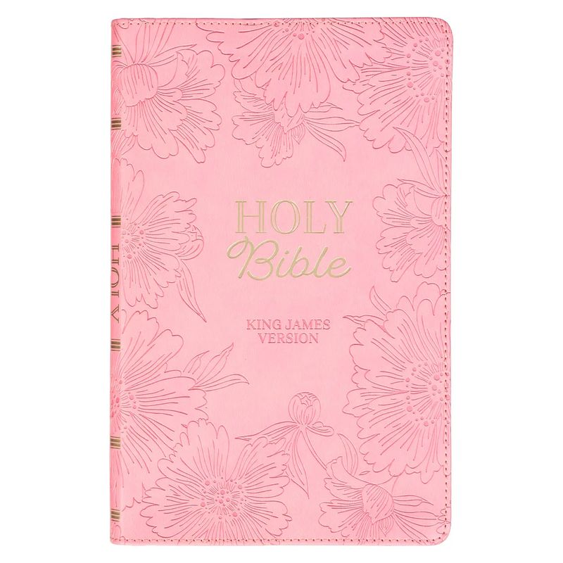 KJV Holy Bible, Light Pink Floral - (Leather Bound)