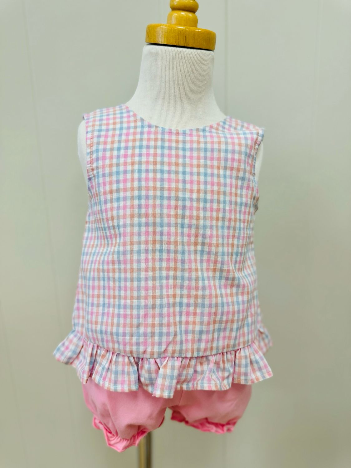 Spring Plaid Tie Bloomer Set