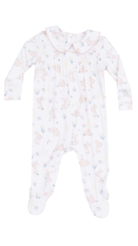 Bunny and Duck Smocked Peter Pan Footie