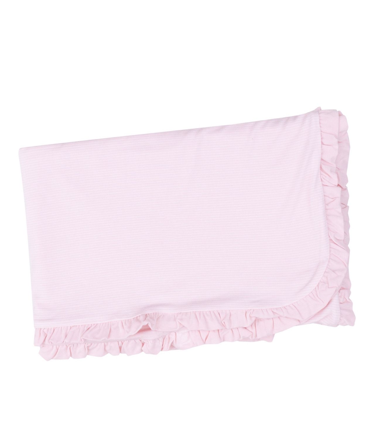Pink Classic Stripe Bamboo Ruffle Receiving Blanket