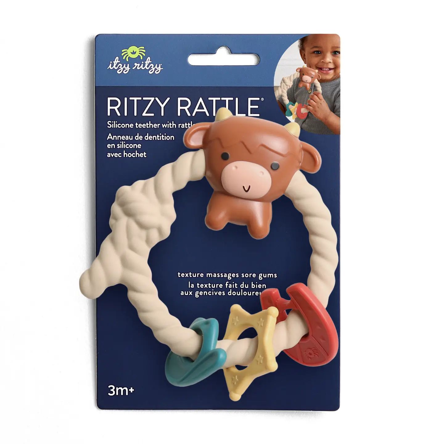 Ritzy Rattle Silicone Teether- Highland Cow