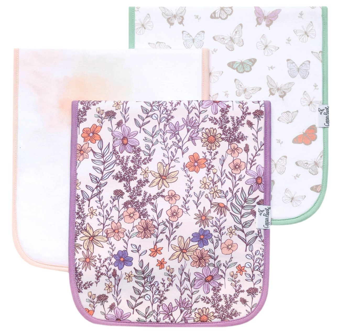 Copper Pearl &quot;Flora&quot; Burp Cloth Set