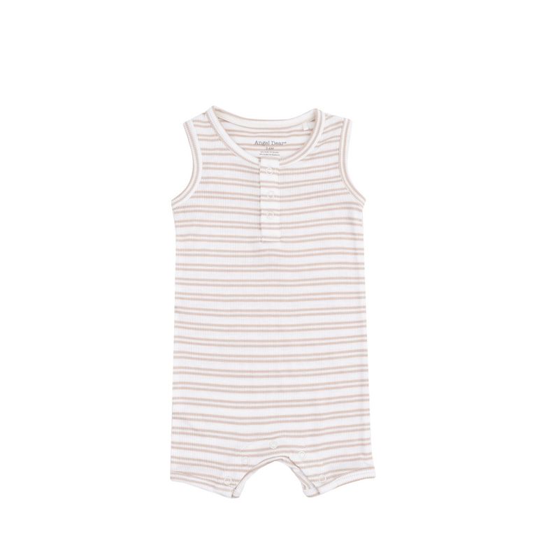 Striped Oxford Sleeveless Shortie Romper