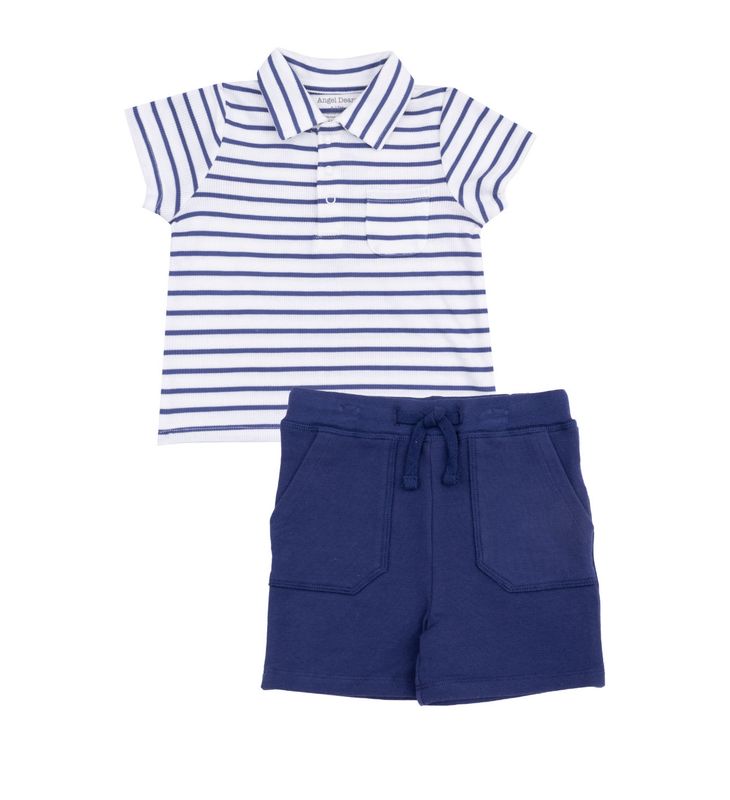 Navy Stripe Polo and French Terry Short