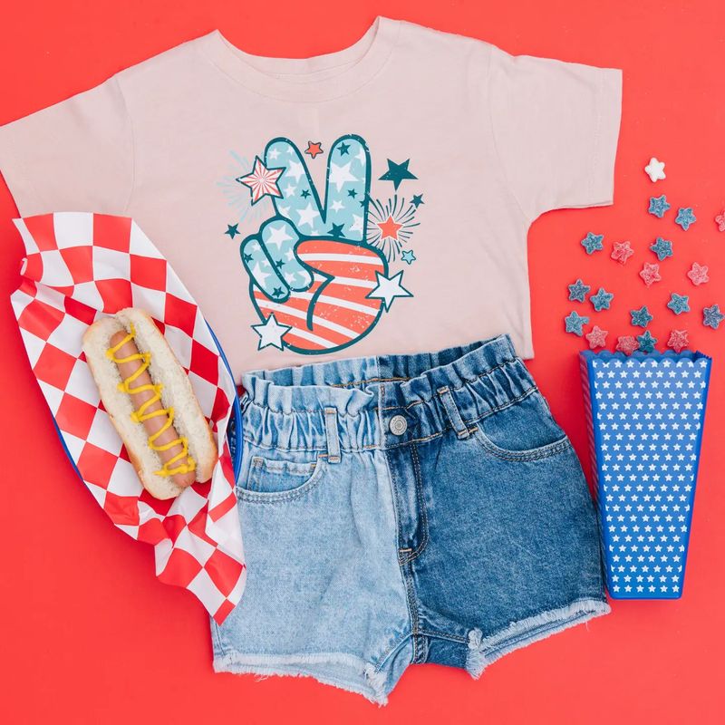Peace Sign Patriotic Girls Shirt