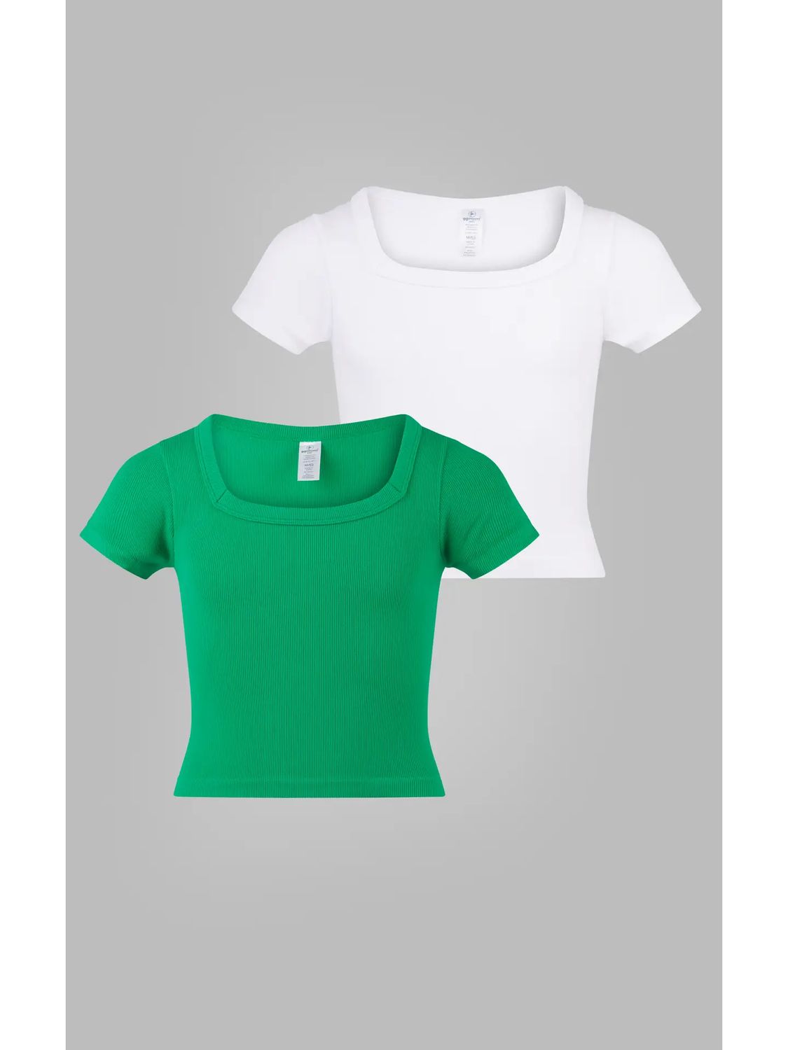 Girls Rib Seamless Square Neck Shirts- 2 Pack