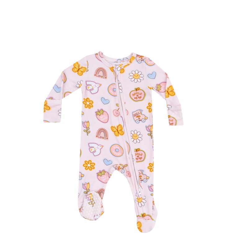 Groovy Vibes Stickers 2-Way Zipper Footie