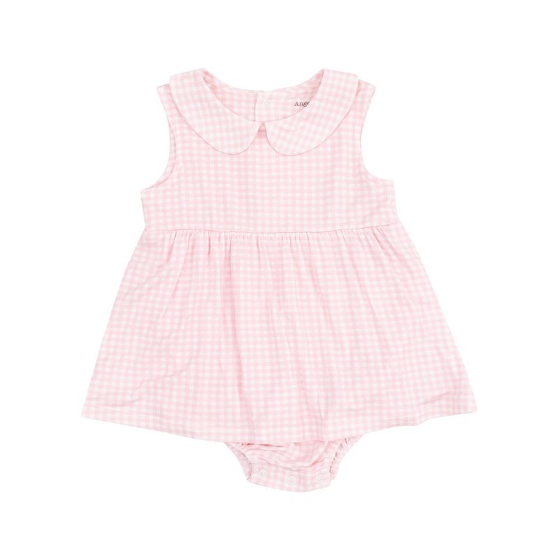 Mini Pink Gingham Peter Pan Collar Skirted Bubble