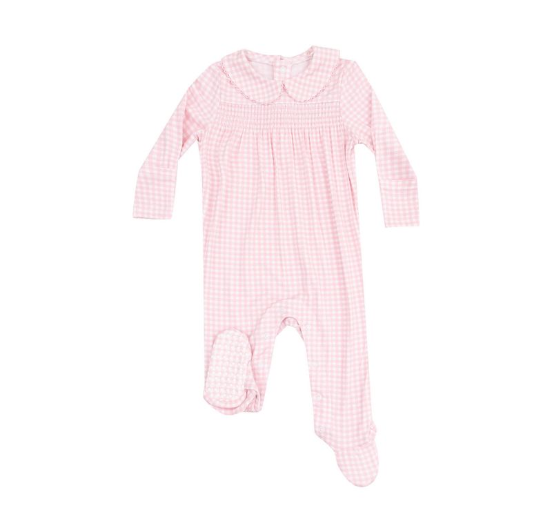 Mini Gingham Smocked Peter Pan Footie