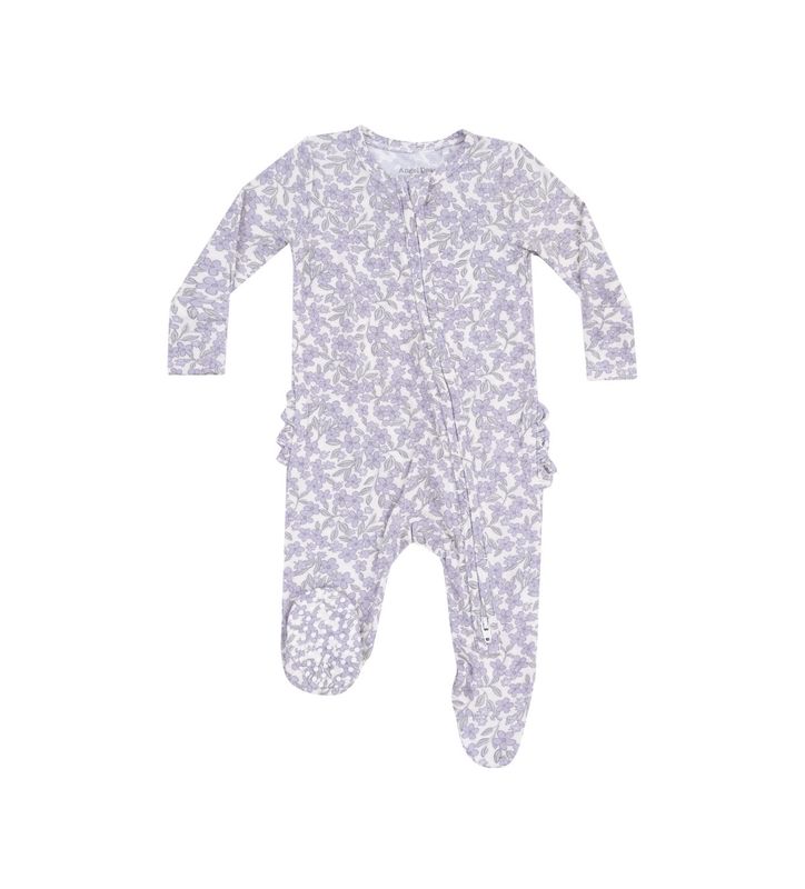 Forget Me Not Floral 2-Way Zipper Footie w/Ruffle Bottom