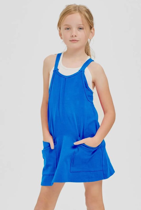 Relaxed Tank Romper Dress- Cobalt Blue