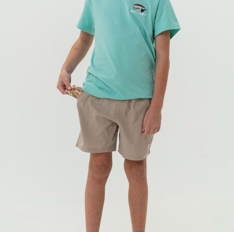 Burlebo Youth Athletic Shorts- Heather Khaki w/ Venado Camo Liner