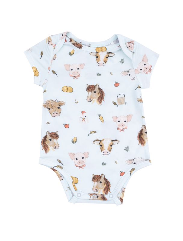*SALE* Vintage Animal Faces Short Sleeve Bamboo Bodysuit