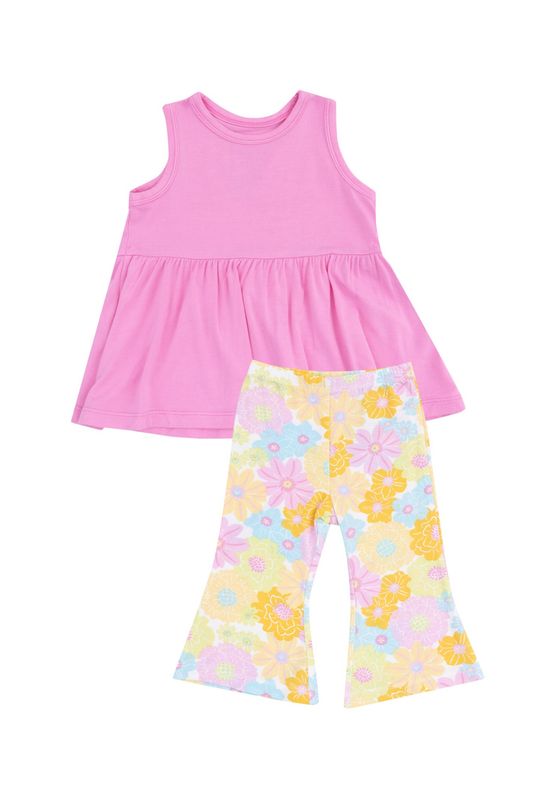 Sunny Dahlias Bamboo Peplum Top &amp; Baby Bell Bottoms