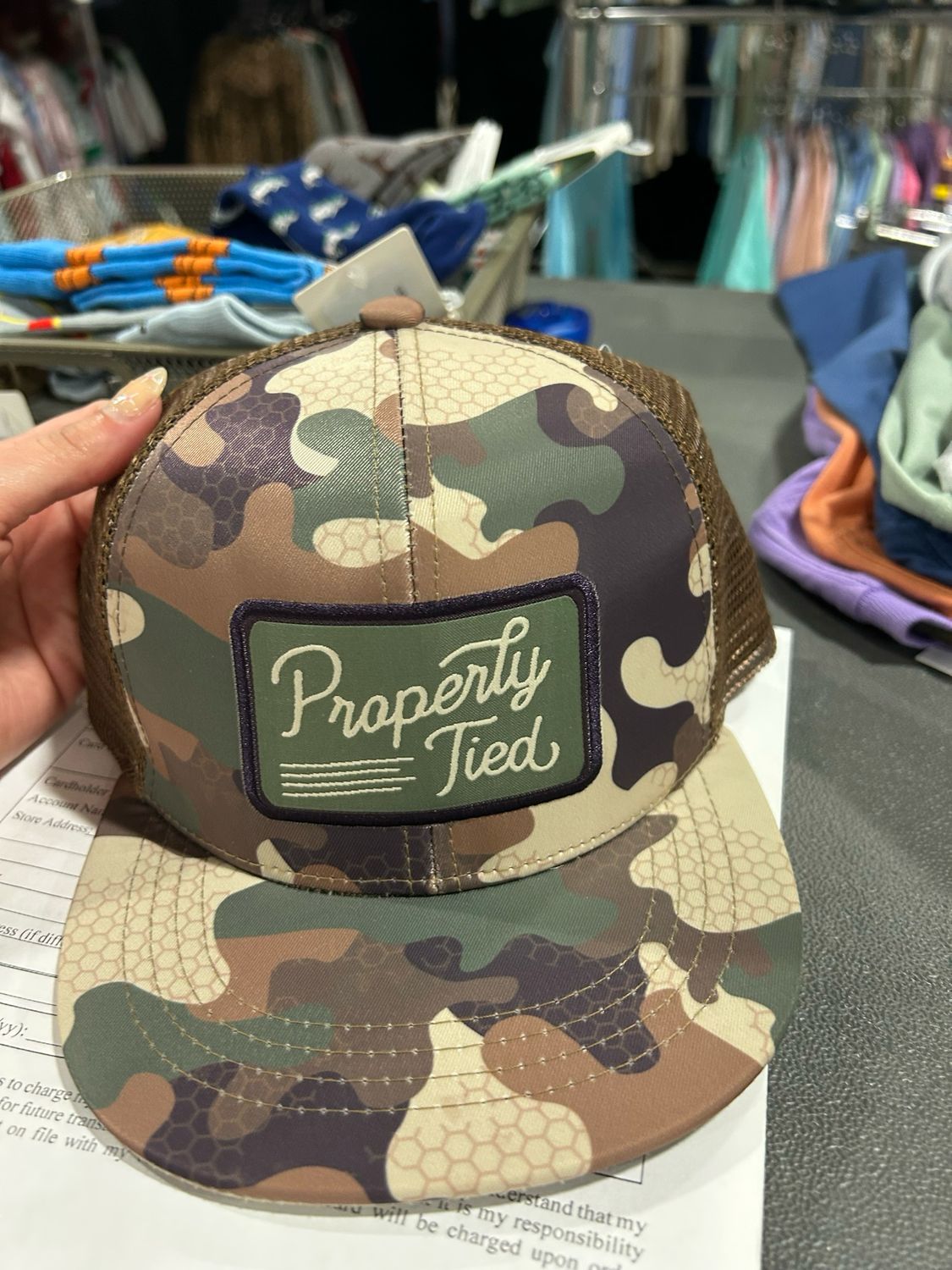 Properly Tied Sportsman Trucker Hat- Delta Woodland Camo