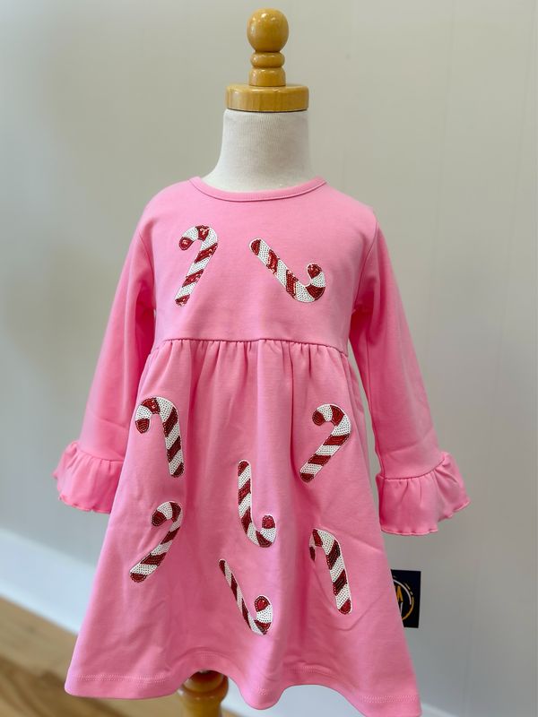 Candy Cane Sequined Applique Dress