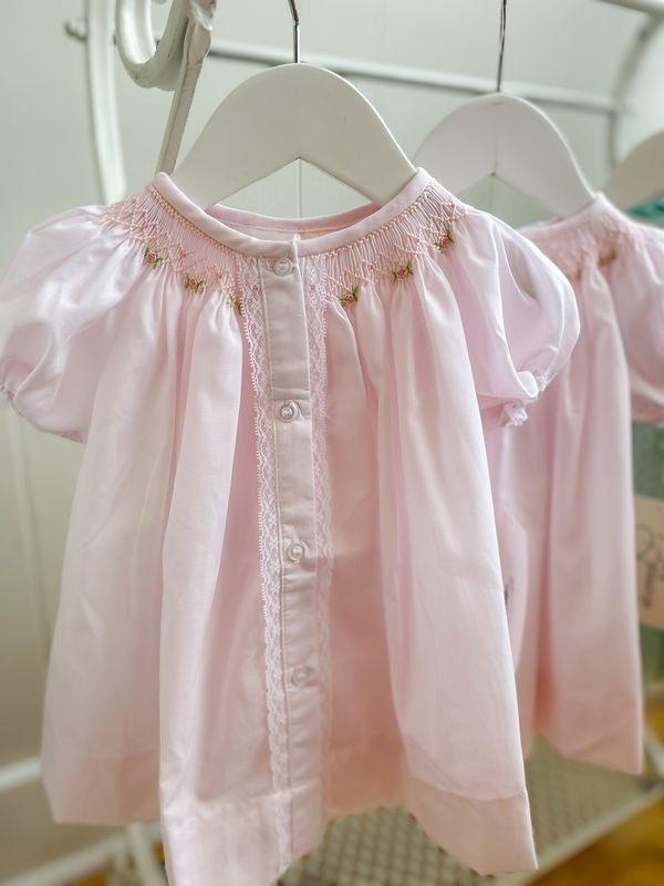 Sophia Smocked Baby Dress- Pink