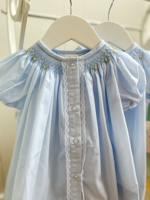 Sophia Smocked Baby Dress- Blue