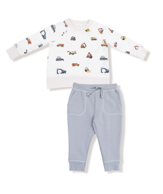 Construction Vehicles French Terry Raglan Sweatshirt &amp; Joggers Set