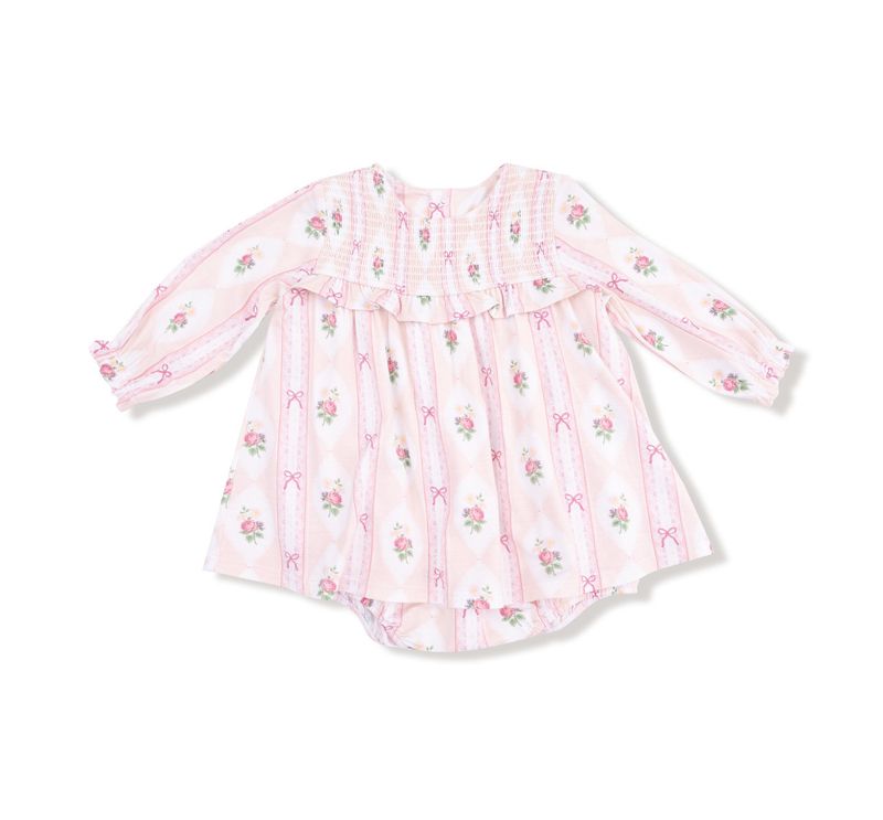 Ogee Lace Floral L/S Smocked Skirted Bubble