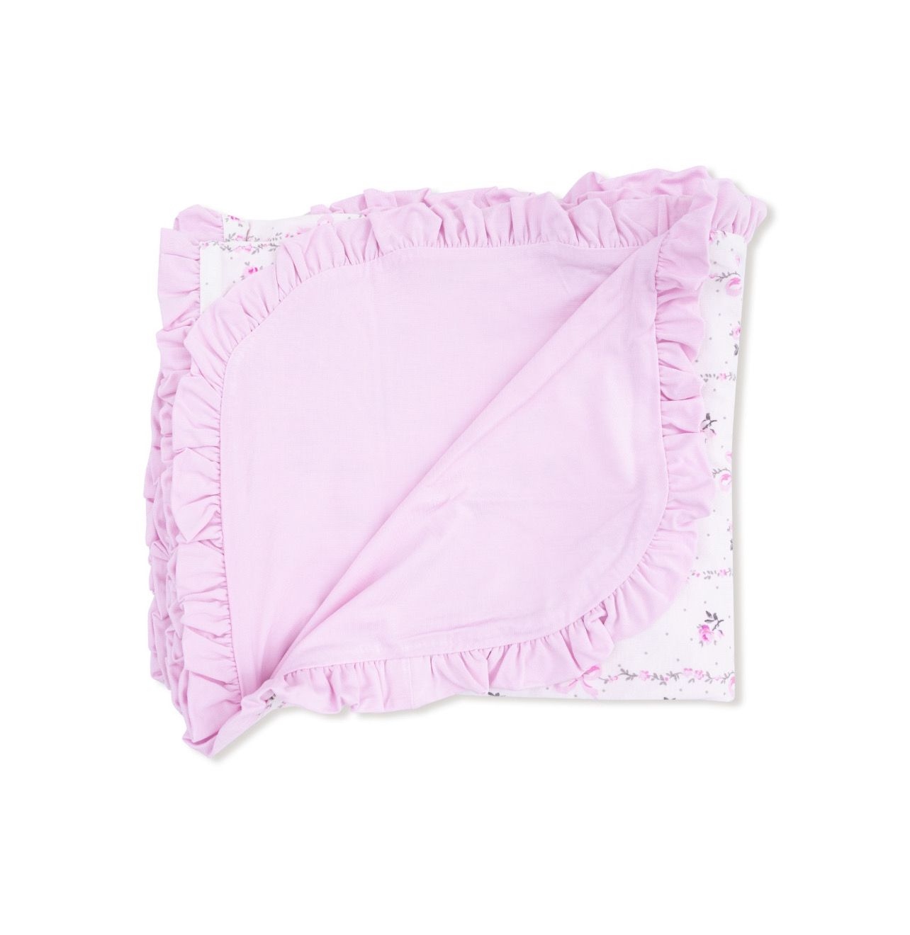 Dainty Buds and Bows Stripe - Bamboo Ruffle Blanket