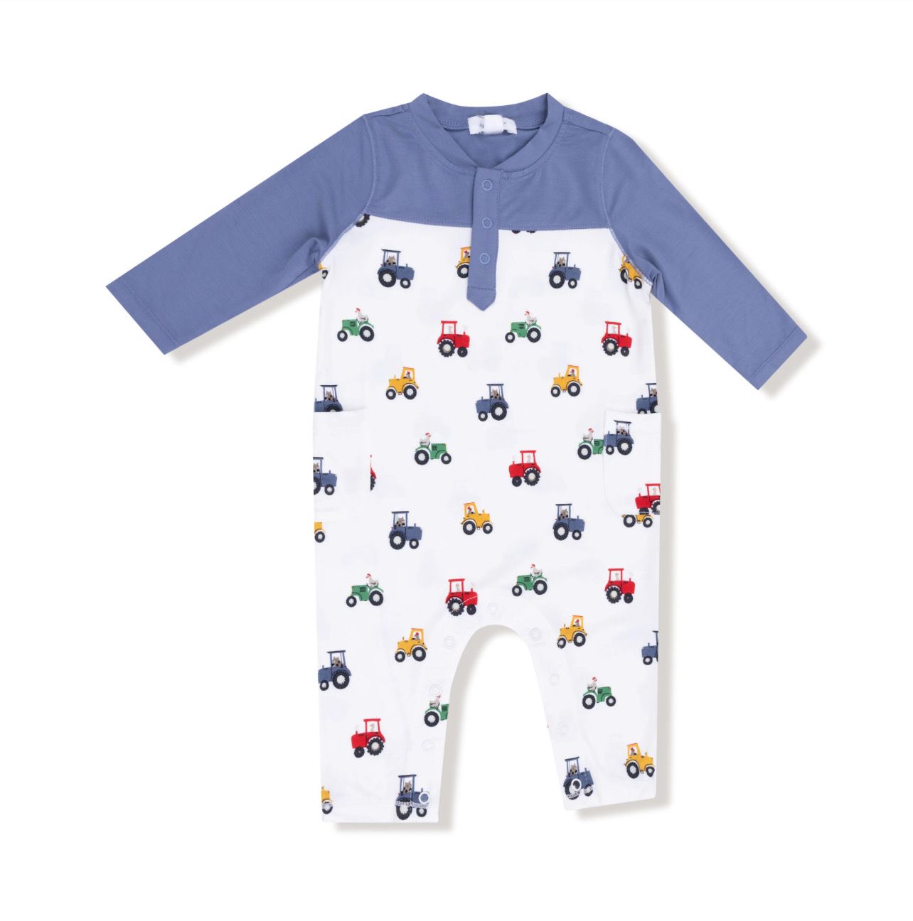 Mini Tractors - Romper w/ Contrast Sleeves