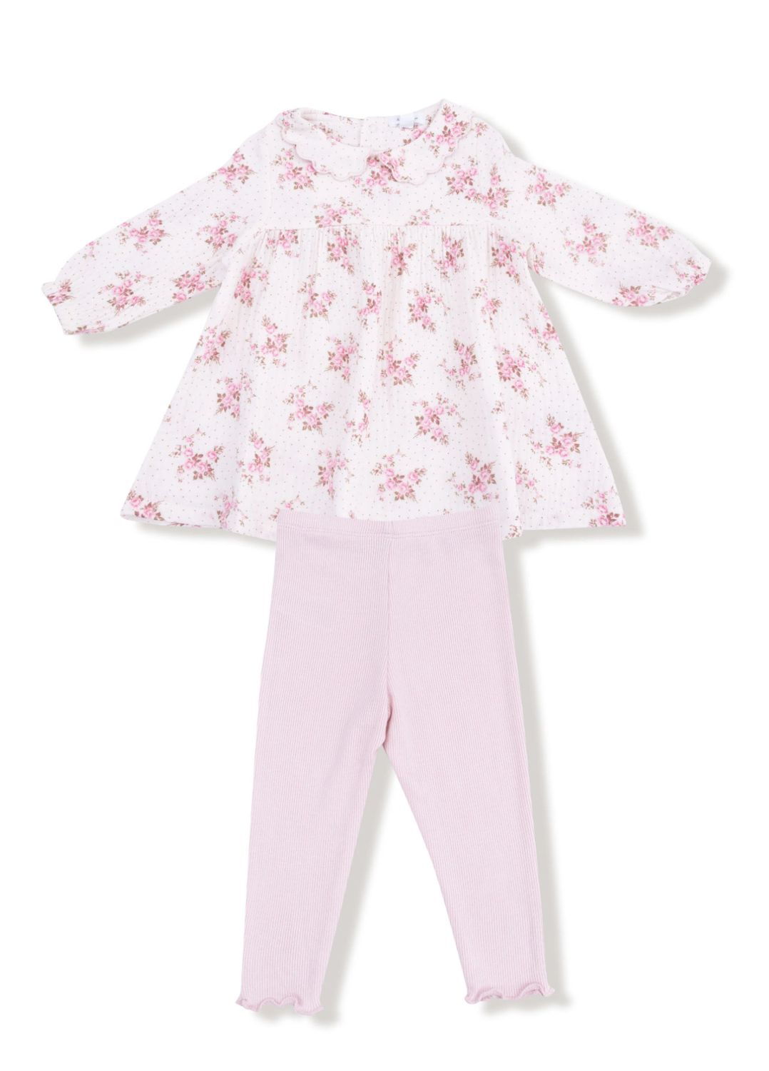 Belle Rosette Dot - L/S Petal Collar Dress &amp; Leggings