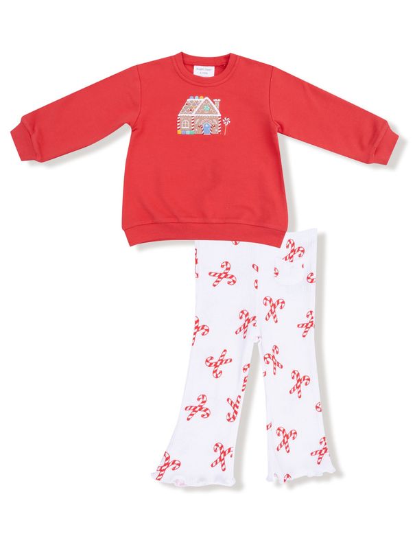Gingerbread Puffy Oversized Sweatshirt with Candy Cane Flared Pants