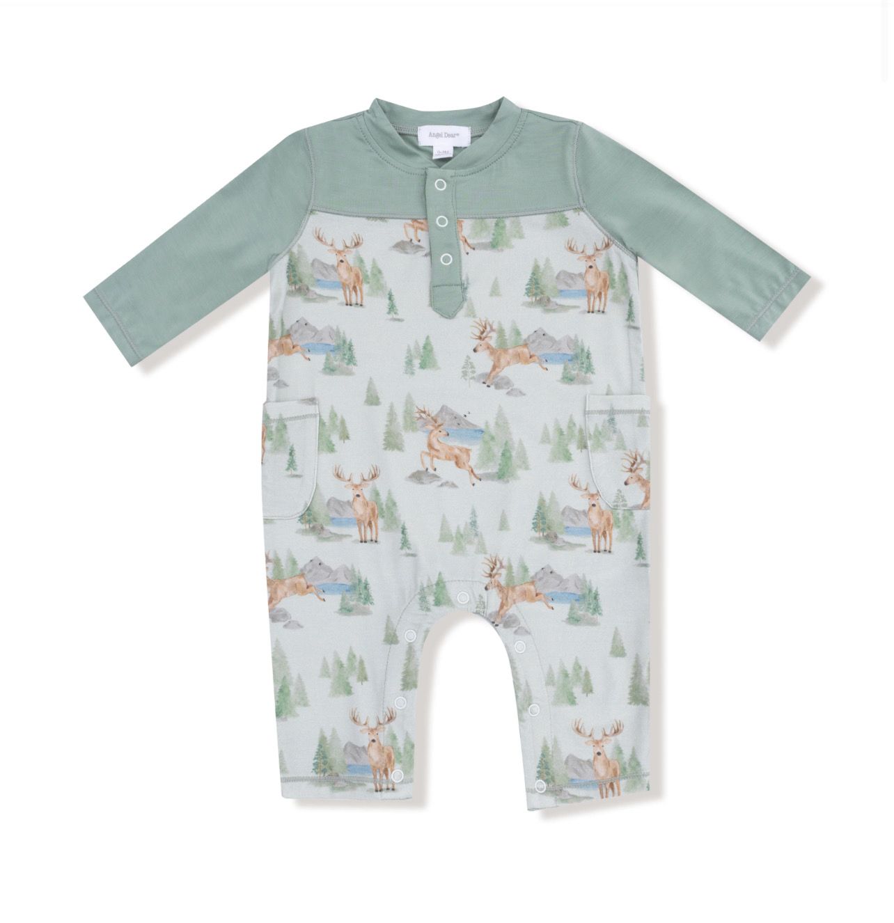 Buck Deer Contrast Sleeve Pocket Romper