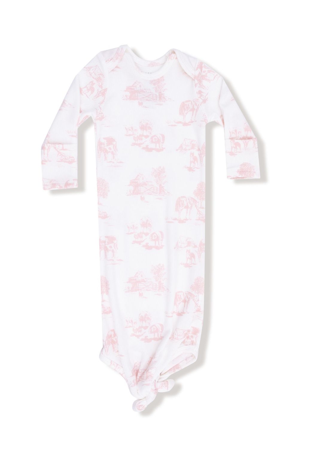 Pink Farm Toile Knotted Gown &amp; Knotted Headband