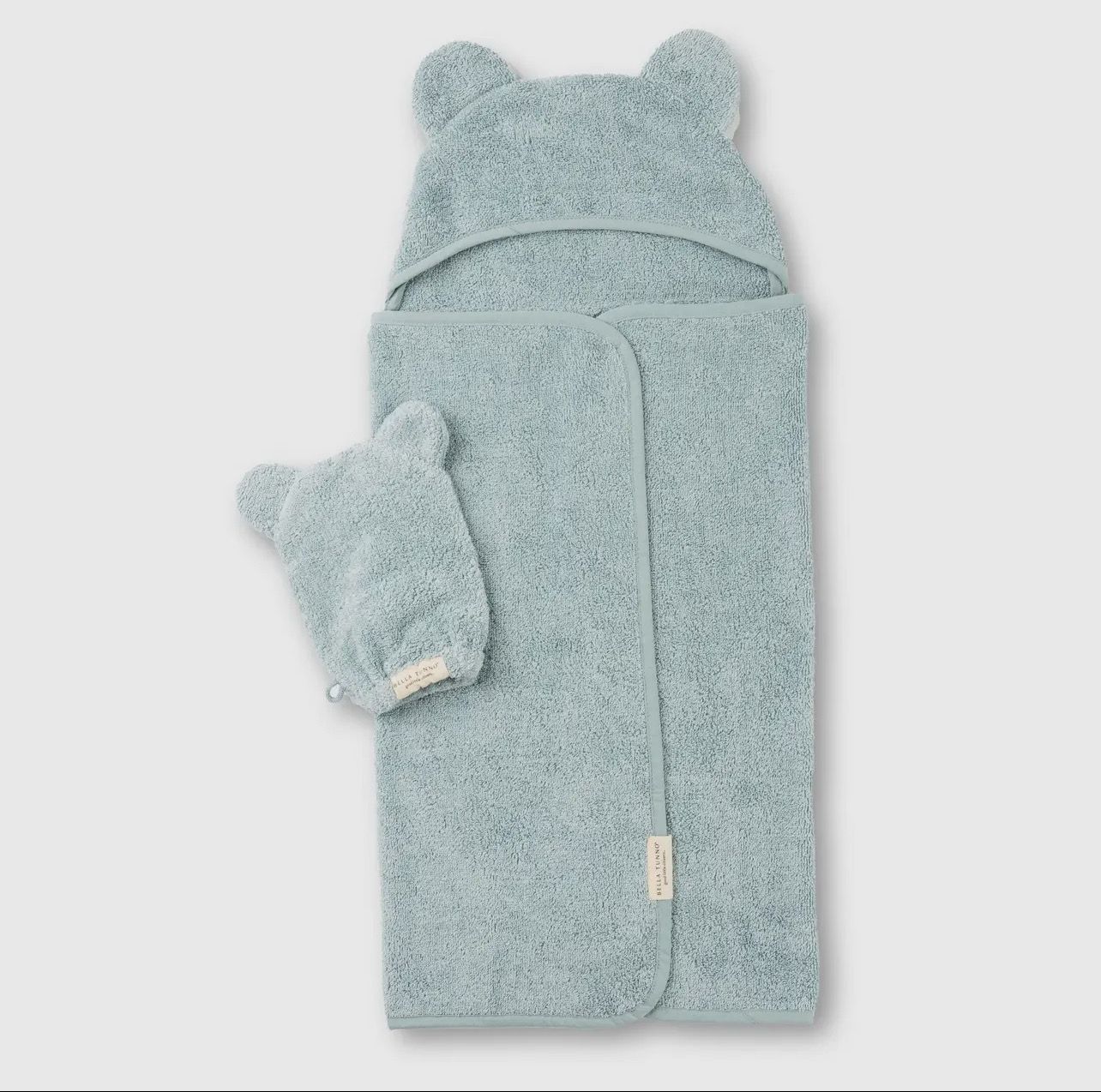 Fog Blue Hooded Towel + Wash Mitt Set Fog