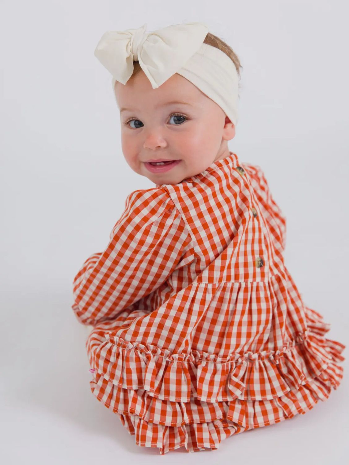 Classic Rust Gingham L/S Bubble Romper