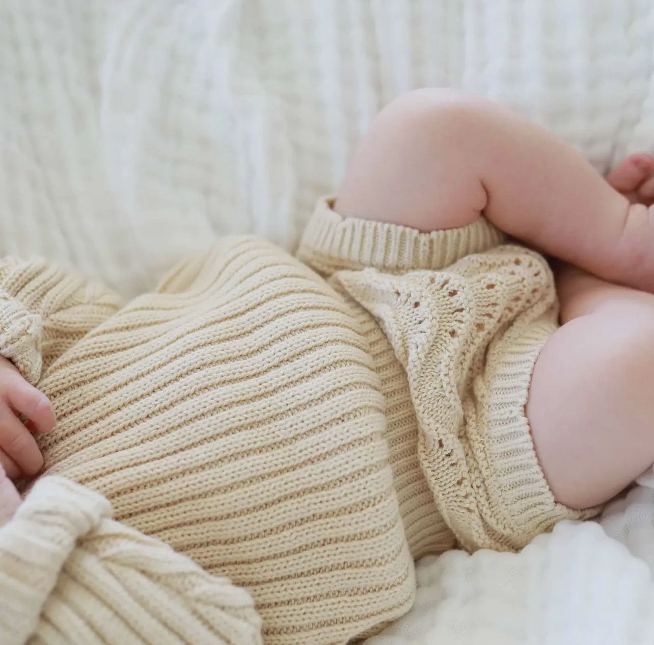 Caden Lane Knit Sweater &amp; Lace Bloomer Set (Linen)