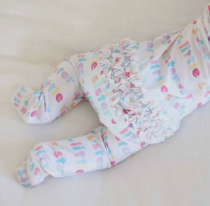 Caden Lane Little Sister Ruffle Zipper Footie