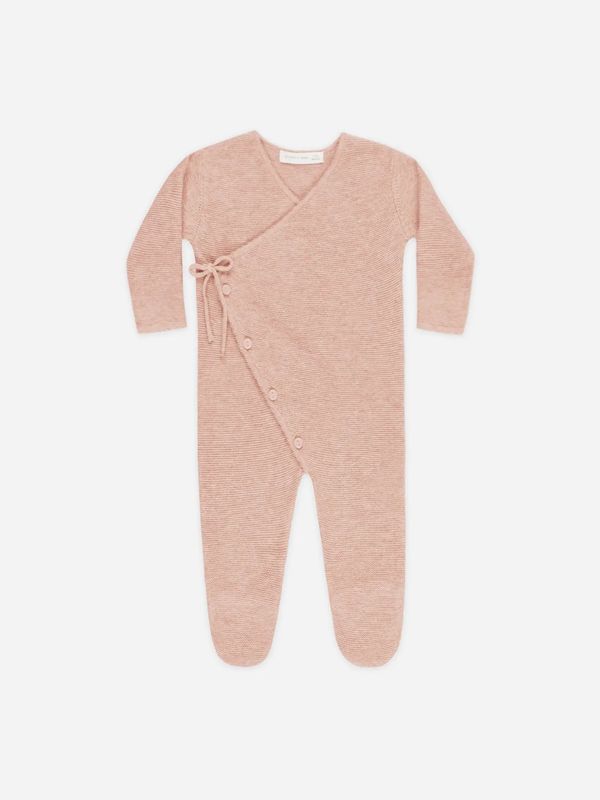 Quincy Mae Wrap Knit Footie- Heathered Rose