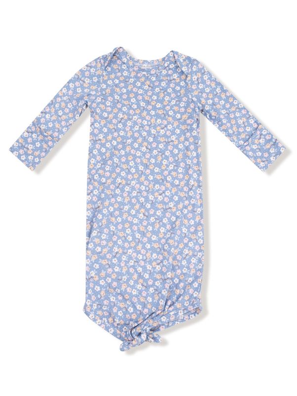 Country Calico Knotted Gown &amp; Top Knot Ruffle Beanie