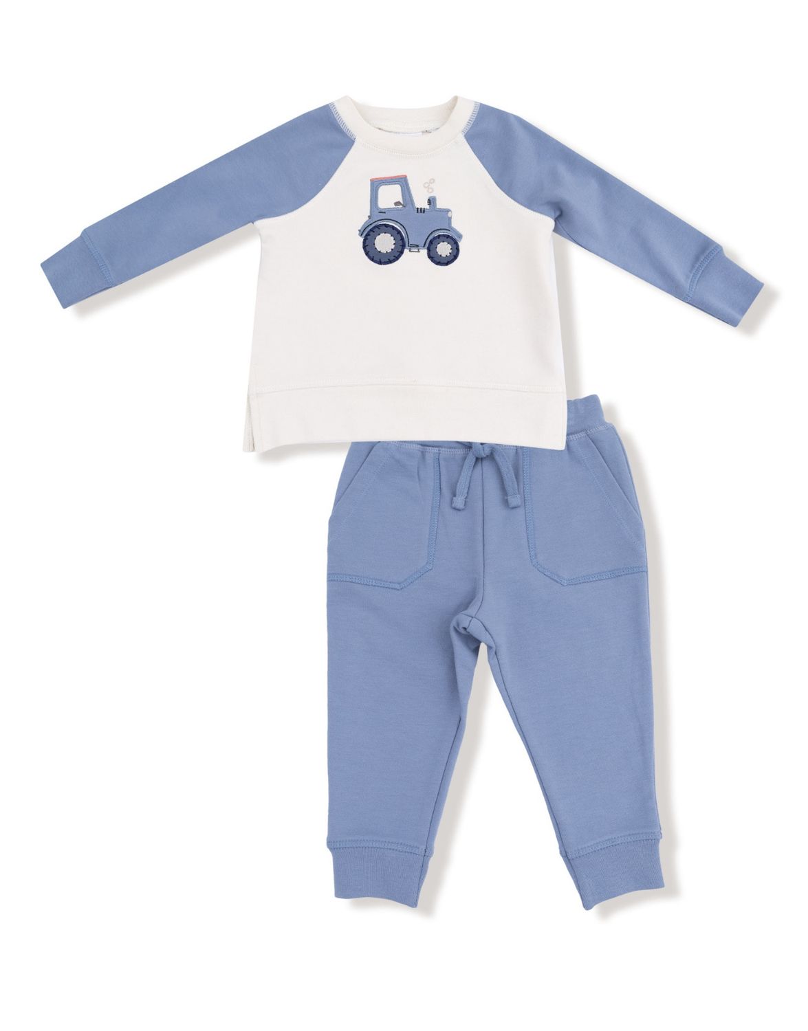French Terry Tractors Applique Raglan Sweatshirt&amp; Jogger Set