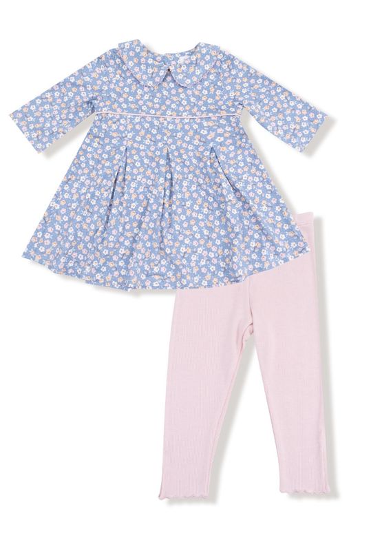 Country Calico Box Pleat Dress  Legging Set