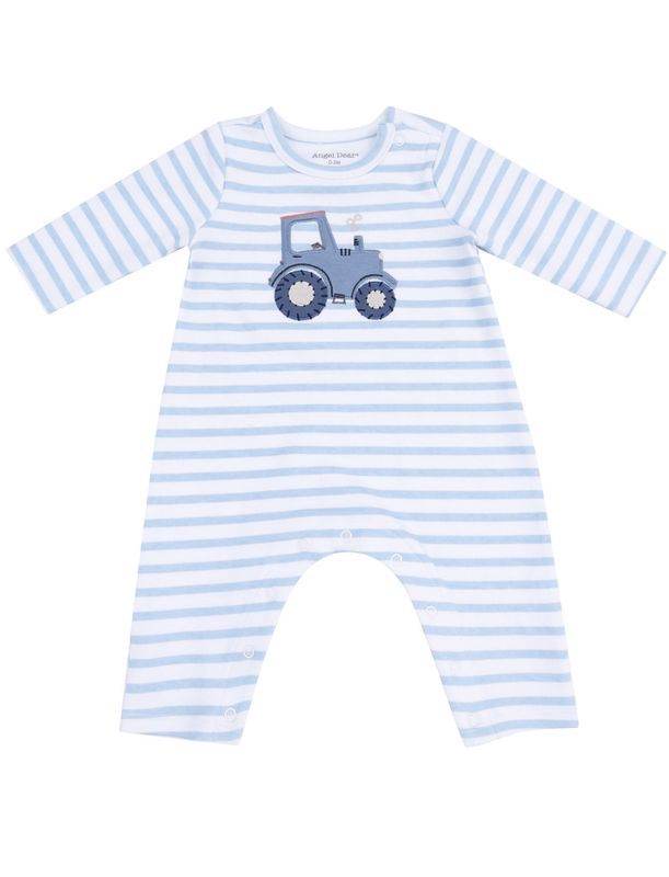 Tractor Applique Striped Romper