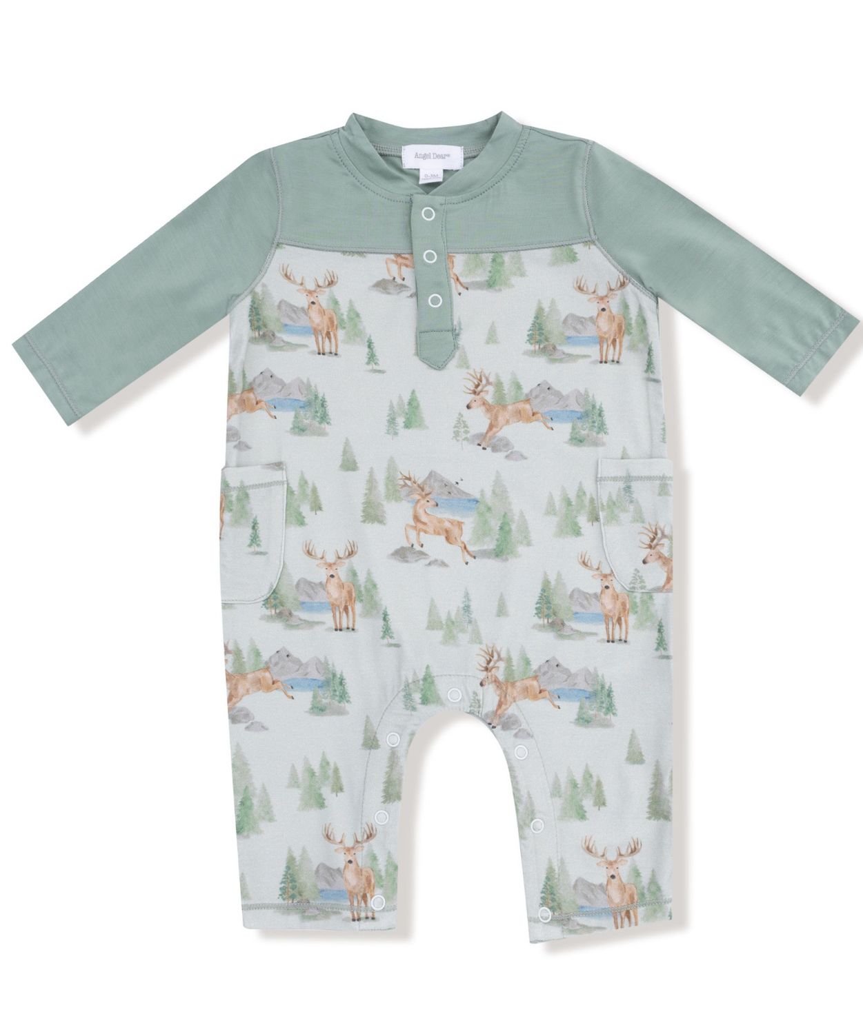 Buck Deer Contrast Sleeve Pocket Romper