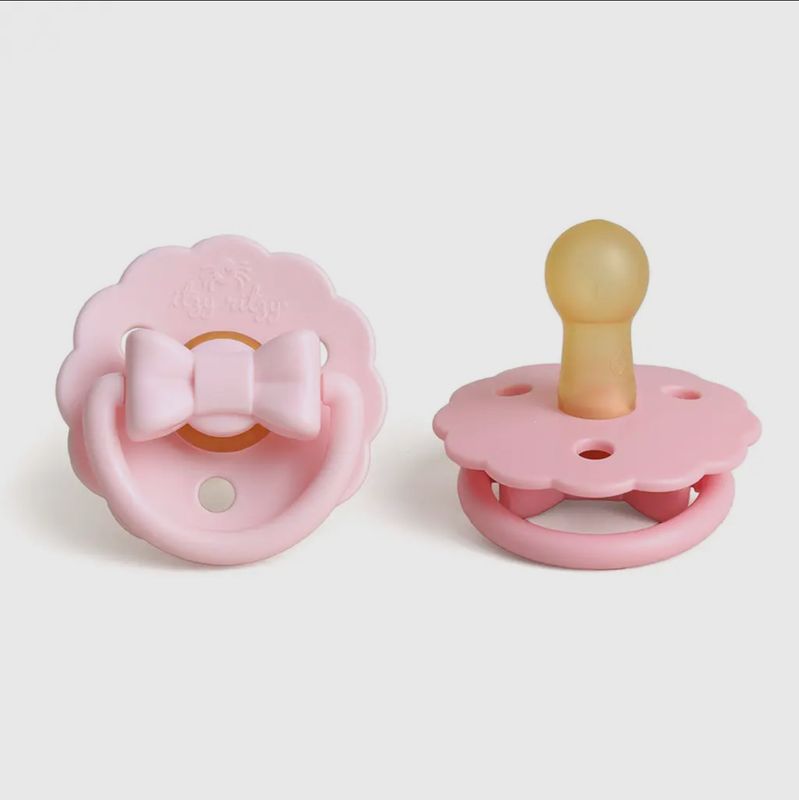 Itzy Soother™ Natural Rubber Paci Sets- Pink Bow