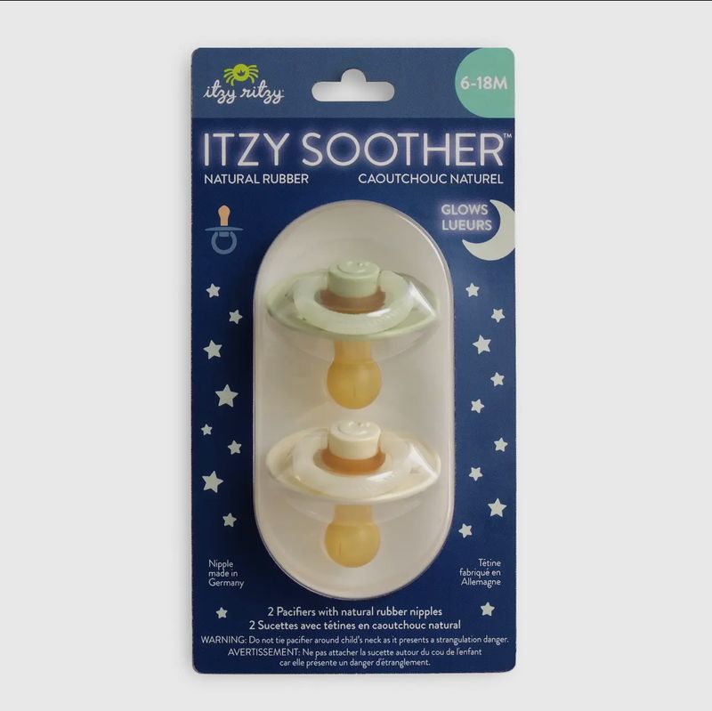 Itzy Soother™ Natural Rubber Paci Sets- GLOW Buttercream + Pistachio (6-18m)